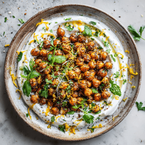 Crispy Za’atar Chickpeas with Lemon Yogurt