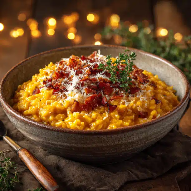Butternut Squash Risotto with Crispy Pancetta