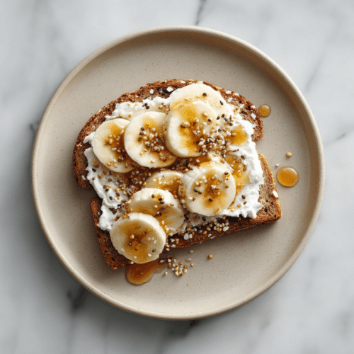Banana Cottage Cheese Toast with Honey & Chia