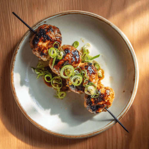 Japanese Chicken Tsukune (Skewered Meatballs)