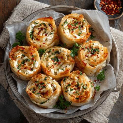 Crispy Feta and Herb Phyllo Rolls