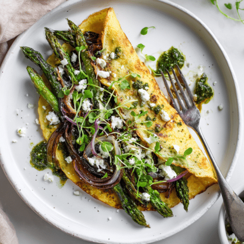 Savory Chickpea Crepes with Asparagus & Feta