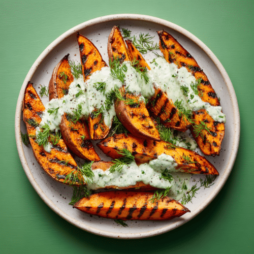 Grilled Sweet Potatoes with Herbed Yogurt Sauce