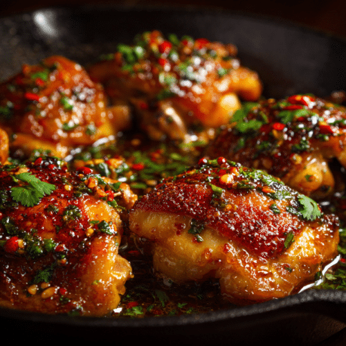 Sticky Honey Garlic Glazed Chicken Thighs