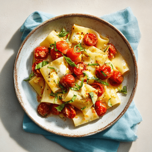 Paccheri Pasta with Roasted Cherry Tomato and Mozzarella