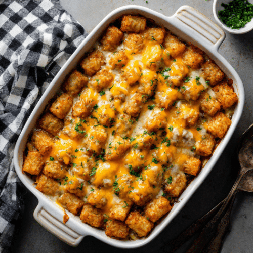 Cheesy Tater Tot Casserole with Ground Beef