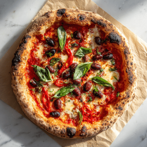 Spicy Arrabbiata Pizza with Mozzarella & Olives