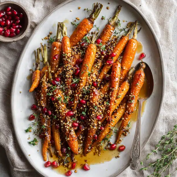 Roasted Carrots with Dukkah, Pomegranate & Honey
