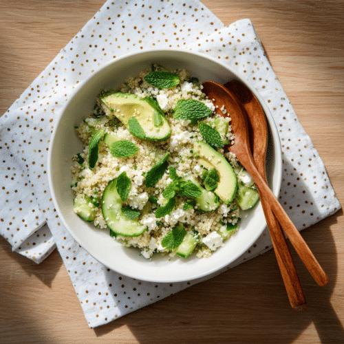 Quinoa Cucumber Feta Salad with Avocado