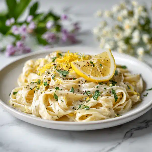 Creamy Lemon Garlic Fettuccine