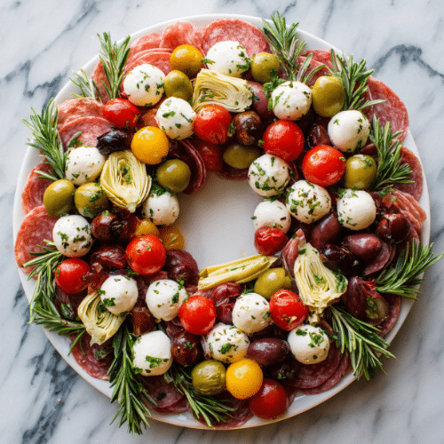 Holiday Antipasto Skewer Wreath