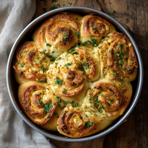 Cheesy Artichoke Herb Swirl Rolls