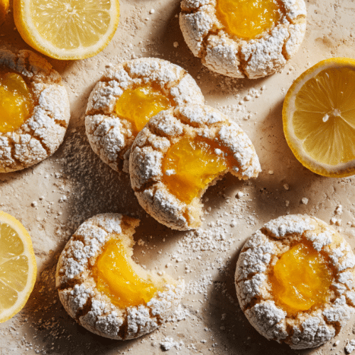 Lemon Crinkle Thumbprint Cookies