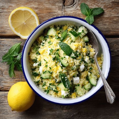 Lemon Herb Couscous Salad with Feta
