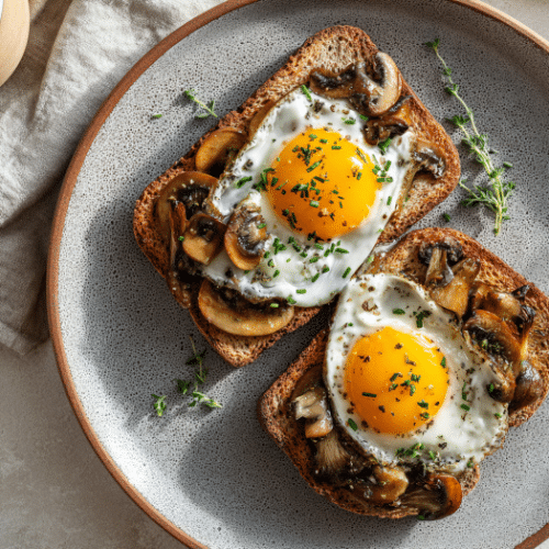 Mushroom Toast with Fried Eggs