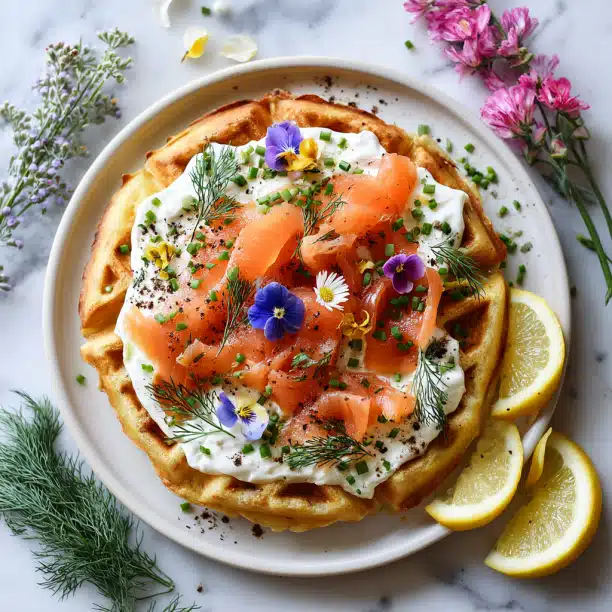 Savory Waffles with Smoked Salmon & Whipped Cream Cheese