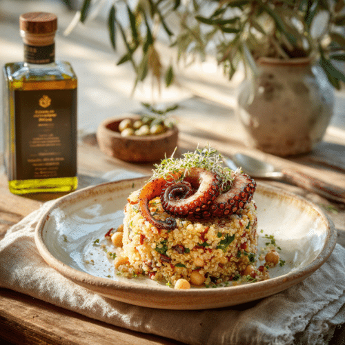 Mediterranean Octopus & Quinoa Salad Stack