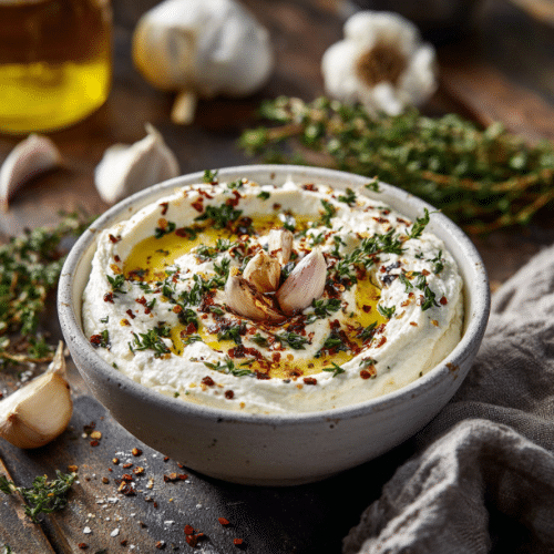 Roasted Garlic Whipped Feta Dip