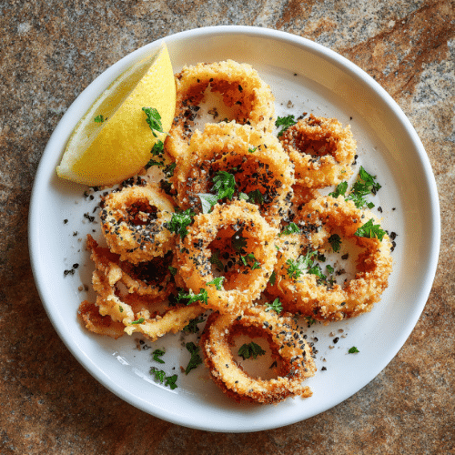 Classic Crispy Fried Calamari with Lemon Pepper