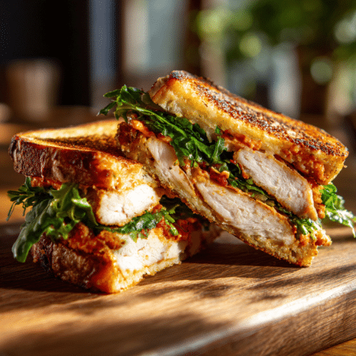 Crispy Chicken Sandwich with Roasted Red Pepper Aioli