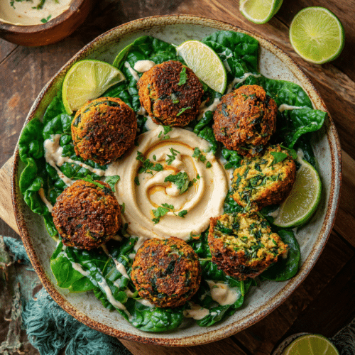 Crispy Herb Falafel with Hummus and Greens