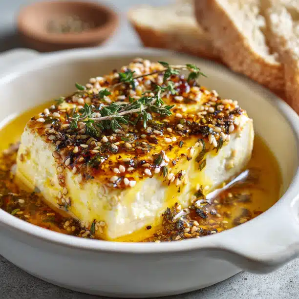 Baked Feta with Honey, Thyme, and Sesame