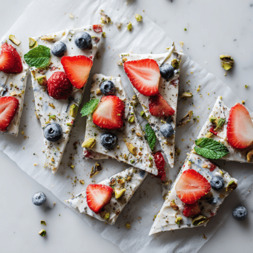 Frozen Greek Yogurt Bark with Berries & Nuts