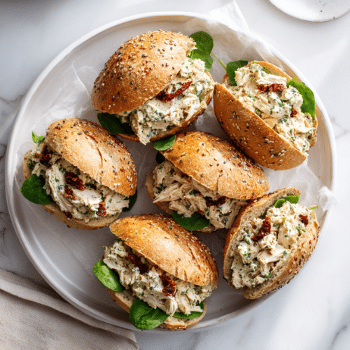 Creamy Pesto Chicken Salad Sandwiches
