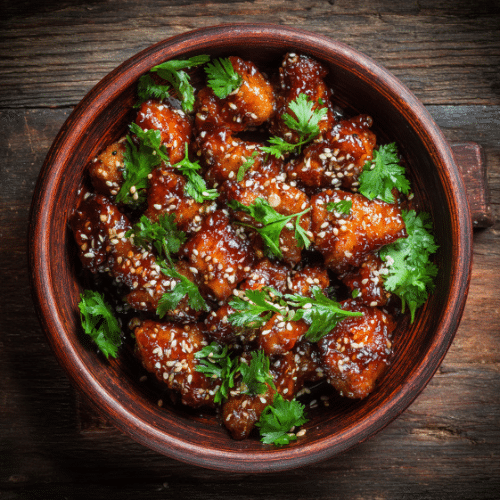 Sticky Garlic Sesame Chicken Bites