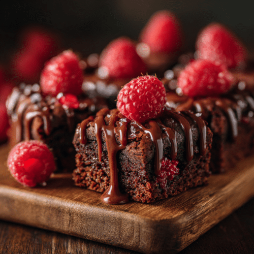 Raspberry Topped Fudge Brownie Bites