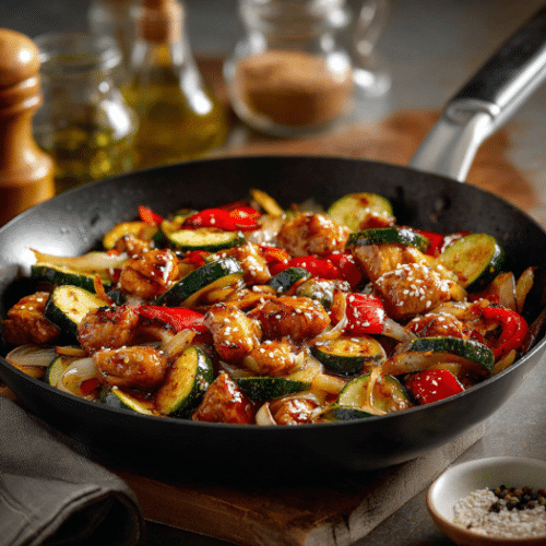 Honey Garlic Chicken Zucchini Stir-Fry