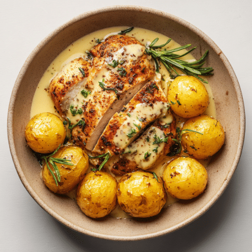Creamy Dijon Chicken with Roasted Baby Potatoes