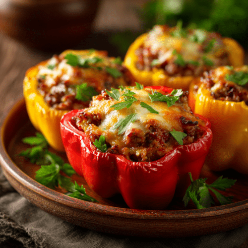 Cheesy Beef Stuffed Bell Peppers