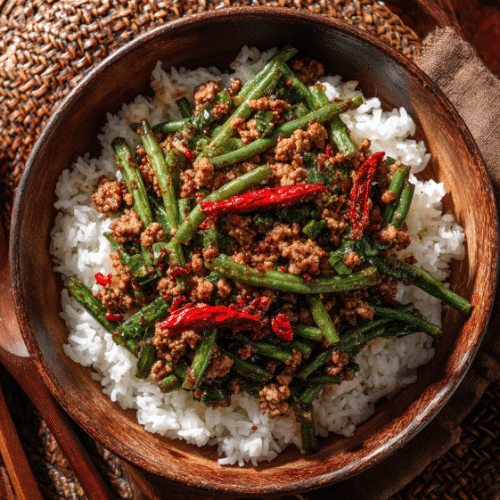 Spicy Ground Pork with Long Beans