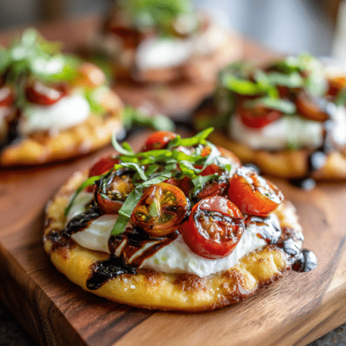 Burrata Flatbread with Cherry Tomatoes & Balsamic Glaze