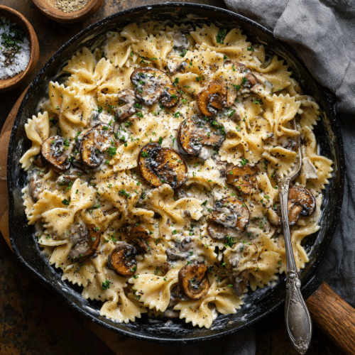 Creamy Garlic Mushroom Farfalle