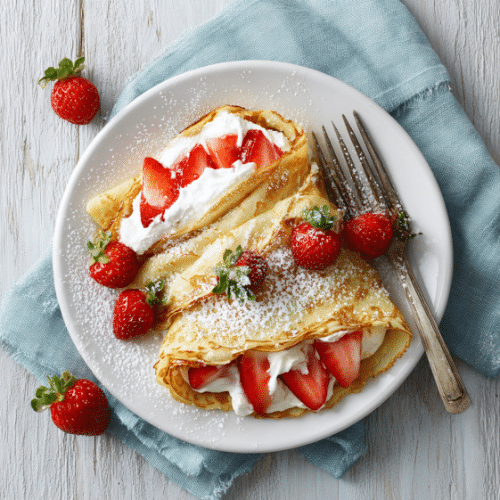 Strawberries and Cream Crepes