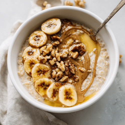 Caramelized Banana Oatmeal with Almond Butter