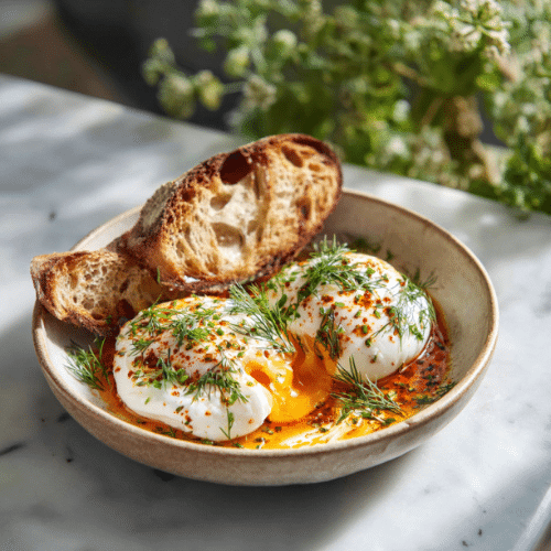 Turkish Poached Eggs with Garlicky Yogurt (Çılbır)