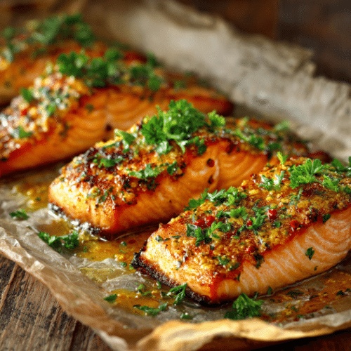 Honey Mustard Baked Salmon Fillets