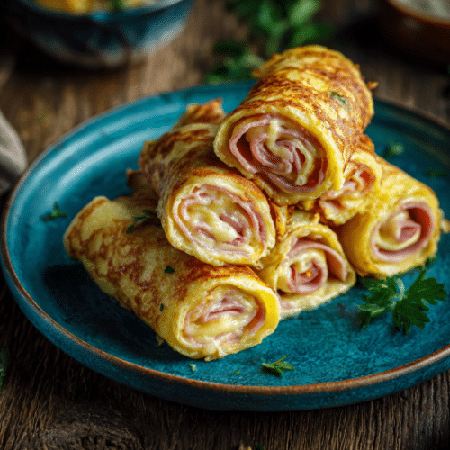 Chicken & Cheese Stuffed Crepe Rolls