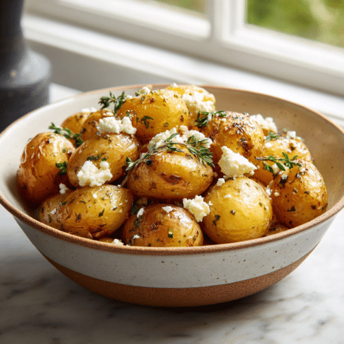 Crispy Roasted Potatoes with Feta & Herbs