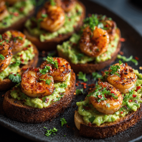 Spicy Shrimp & Avocado Crostini