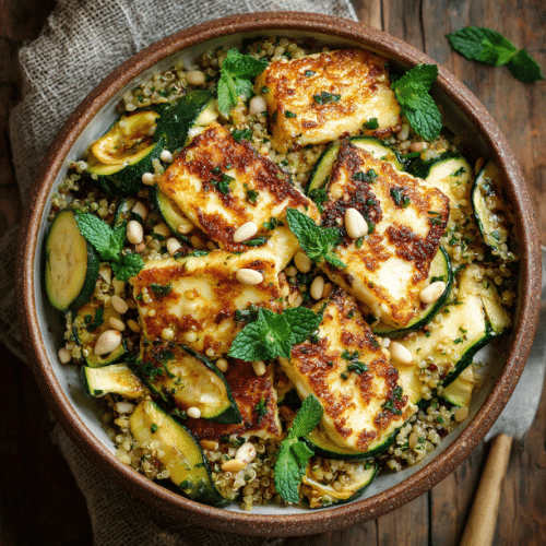Grilled Halloumi & Zucchini Quinoa Salad
