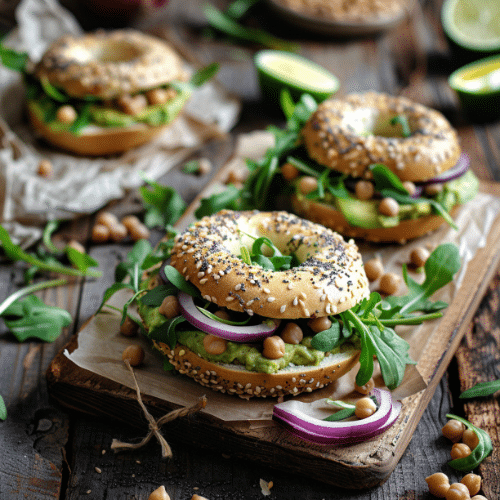Avocado Chickpea Salad Bagels