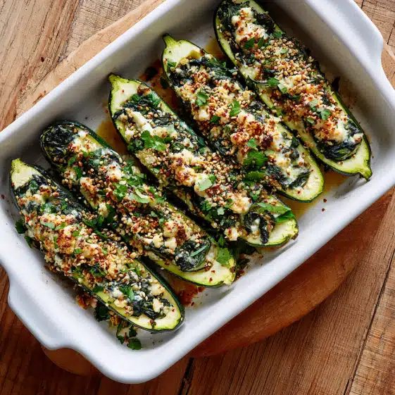Herb & Feta Stuffed Zucchini Boats