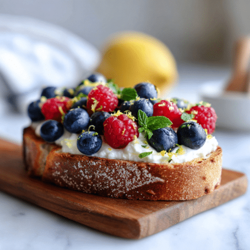Whipped Ricotta Toast with Fresh Berries & Mint