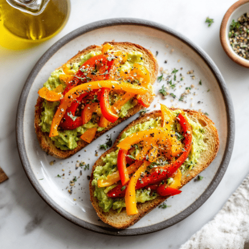 Avocado Toast with Roasted Bell Peppers