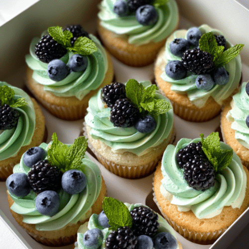 Lime Vanilla Cupcakes with Berry Garnish