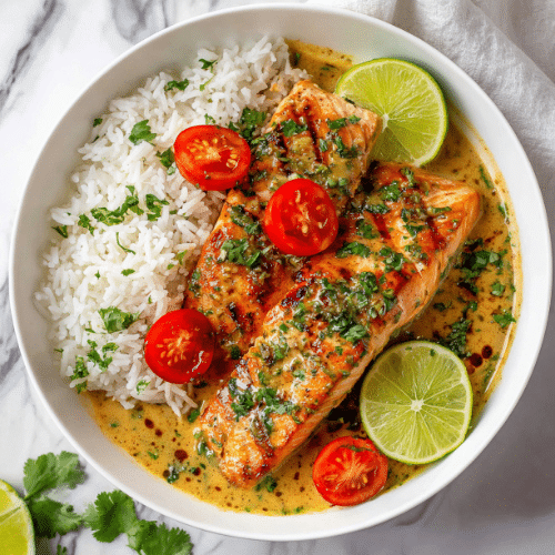 Creamy Coconut Lime Salmon Bowl